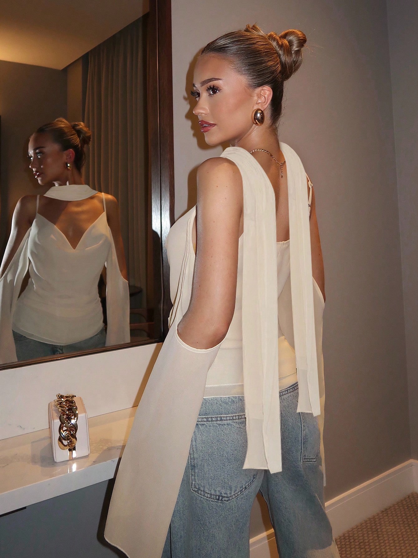 glamine charm elegant solid color camisole half sleeve chiffon top new year clothesparty topwomen's blousescasual blouse for women white top 7