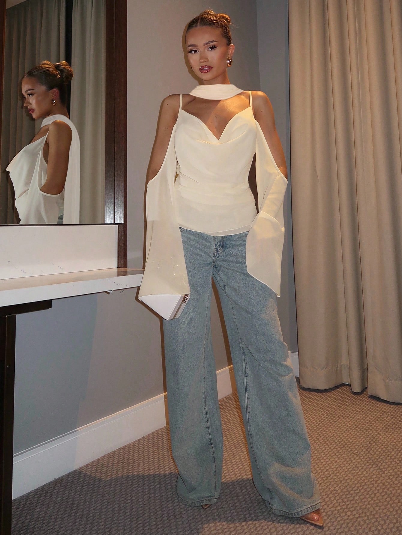 glamine charm elegant solid color camisole half sleeve chiffon top new year clothesparty topwomen's blousescasual blouse for women white top 9