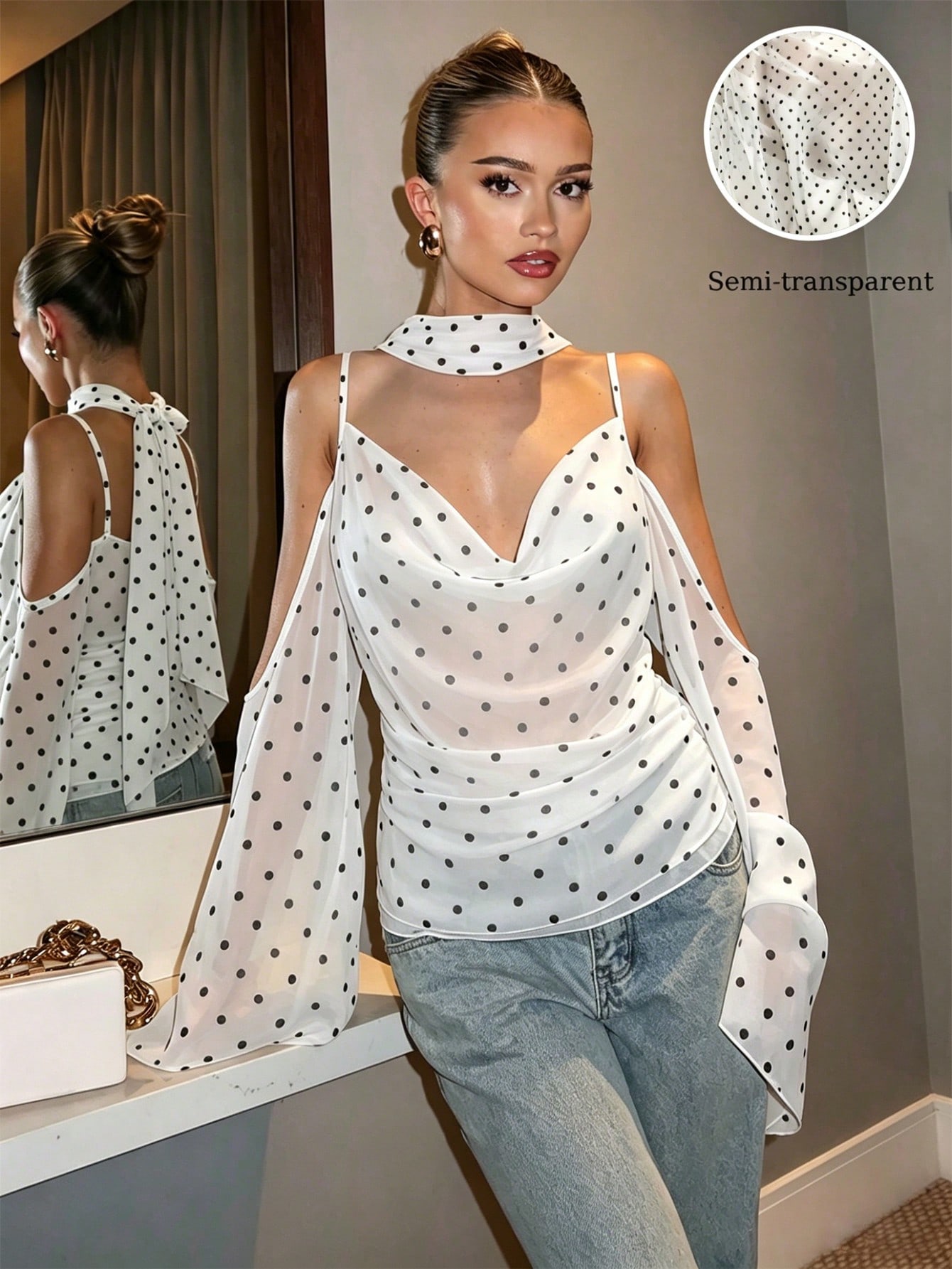 glamine charm elegant solid color camisole half sleeve chiffon top new year clothesparty topwomen's blousescasual blouse for women white top 1